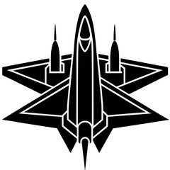 Combat aircraft black silhouette vector (8)