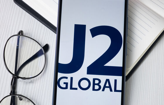 New York, USA - 30 June 2024: J2 Global Logo on Phone Screen, Company Icon