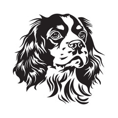 Cavalier King Charles Spaniel Dog Head Potrait Vector on a White Background 
