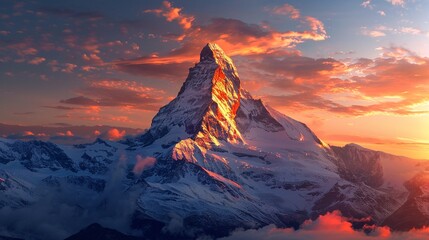 Mountain Peak Sunrise, A sunrise illuminating the peak of a mountain, symbolizing reaching new heights in business achievements