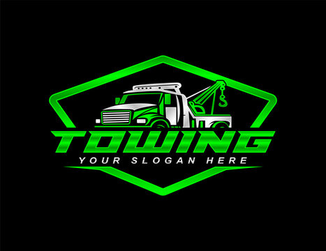 towing service logo template vector illustration for automotive on black background