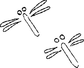 とんぼのお月見手描き線画イラスト © chockwhooll