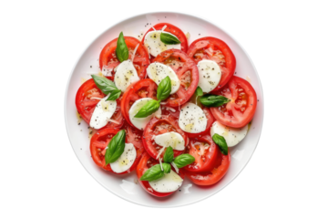 Tomato mozzarella salad isolated on transparent background