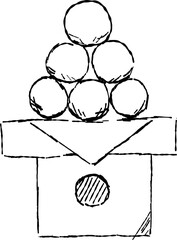 月見団子のお月見手描き線画イラスト