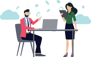 Boy and girl are talking.