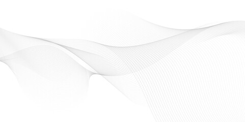 Dynamic sound wave isolated on white background. Wave with lines created using blend tool. Stylized line art background. Vector illustration. 