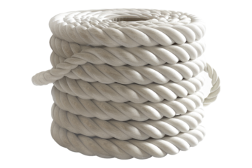 White rope roll isolated on transparent background