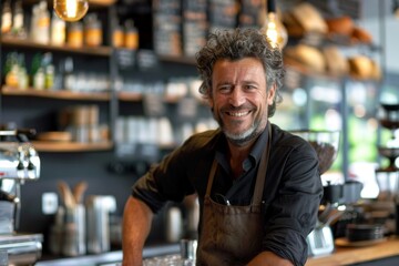 Obraz premium Portrait of a middle aged Caucasian male bartender