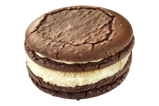 Vanilla cram with chocolate cookies isolated on transparent background