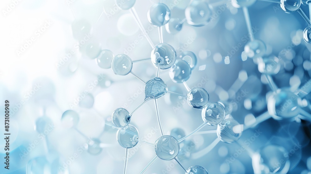 Aufkleber close-up of molecular structure model with blurred scientific background. abstract depiction of mole