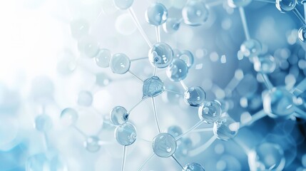 Close-up of molecular structure model with blurred scientific background. Abstract depiction of molecules and scientific research. Science and chemistry concept.