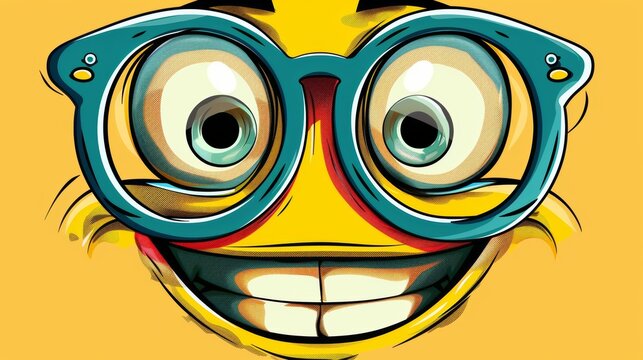recommend clip art: Retro cartoon with funny comic eyes and mouth, retro happy emotion. Retro doddle line or groovy face with smiley wow look and goggles.