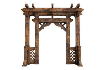 Wooden gateway isolated on transparent background