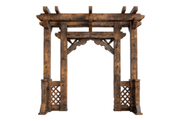 Wooden gateway isolated on transparent background