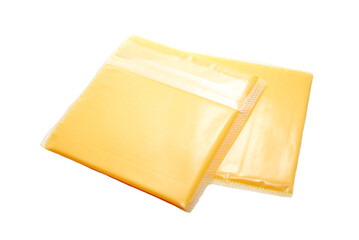 Packaged processed American cheese slices, transparent illustration.