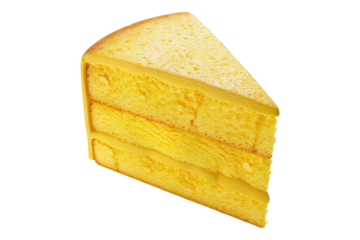 Yellow cake of slice isolated on transparent background