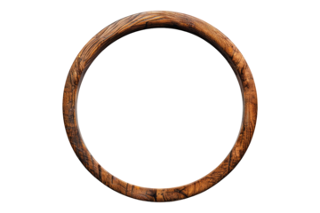 wooden round frame isolated on transparent background