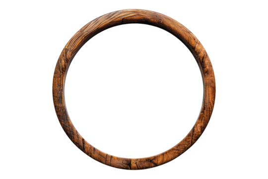 wooden round frame isolated on transparent background