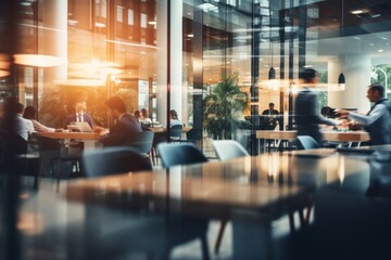 Motion blurred photo of business people in office