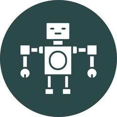 Robot Glyph Circle Icon