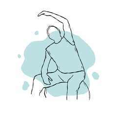 lineart elderly man exercising