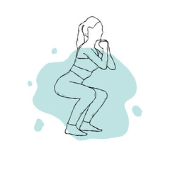 lineart women exercising, yoga pose