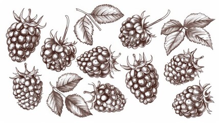 Blackberry or raspberry outline sketch