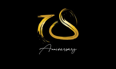 Number 78 Anniversary Handwriting Gold Abstract Logo