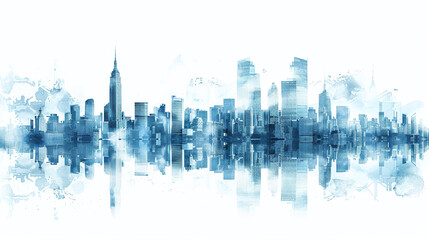 Obraz premium Panorama of Skyscrapers on White Background