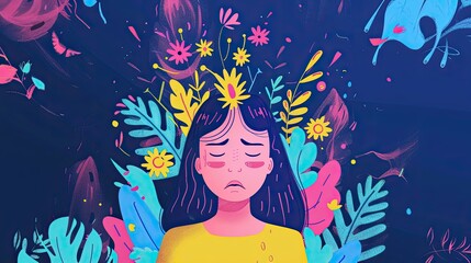 Anxiety flat design top view emotional well-being theme animation vivid