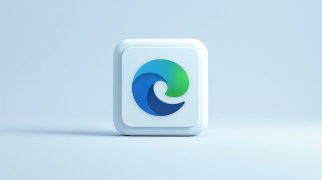 Microsoft Edge browser white app 3d icon on a pale blue background