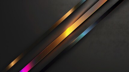 Black background with a single gold stripe, colorful highlights, modern and minimalistic, ultra HD high quality