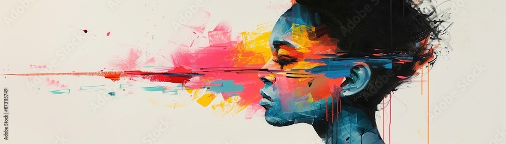 Poster Abstract Portrait with Vibrant Colors.