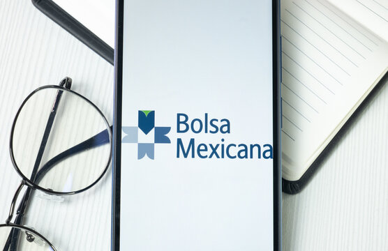 New York, USA - 30 June 2024: Bolsa Mexicana Logo on Phone Screen, BMV Company Icon
