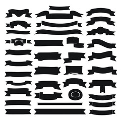Banner ribbon set silhouette vector black shape	