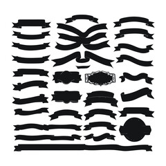 Banner ribbon set silhouette vector black shape	