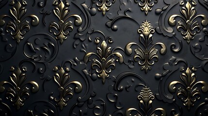 Black background with gold embossed patterns, simple and luxurious, ultra HD high quality