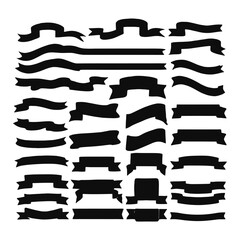 Banner ribbon set silhouette vector black shape	