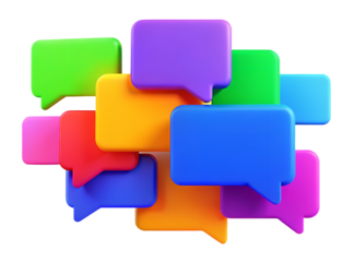 3d render colorful chat mail message notification chatting on white transparent isolated background. illustration.