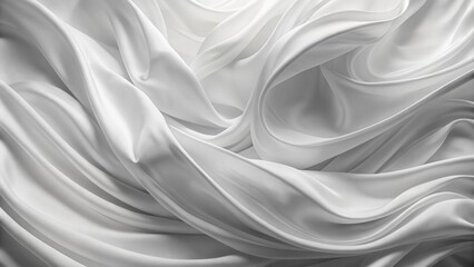 Obraz premium Elegant white abstract fabric flows dynamically, evoking a subtle sense of gentle movement, perfect for refined and sophisticated backgrounds.