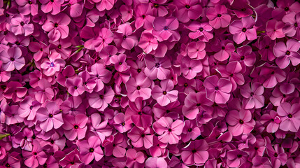 Obraz premium A solid carpet of magenta phlox flowers. isolated on a solid magenta background. Illustrations