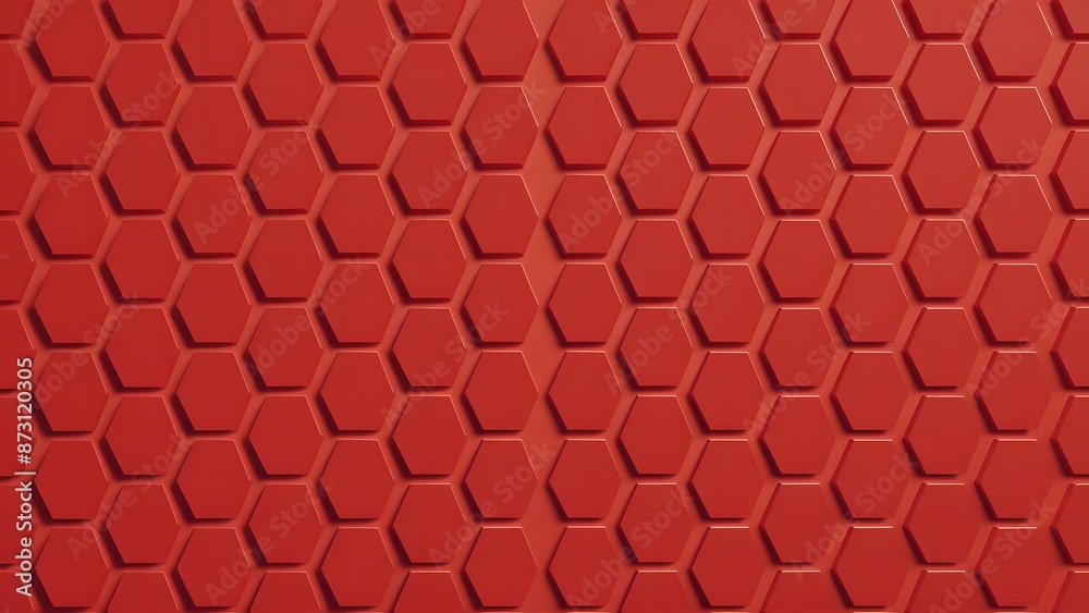 Poster futuristic block wall high tech 3d rendering of red hexagons tile pattern
