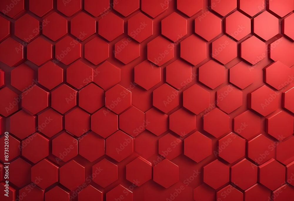 Poster futuristic block wall high tech 3d rendering of red hexagons tile pattern