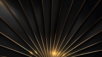Obraz premium Black background with golden rays, minimalistic and luxurious, colorful accents, ultra HD high quality