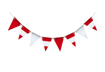 Obraz premium Garland with the flag of Peru on a white background. 