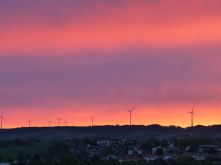 wind energy at a sunset
