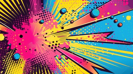 pop art background with comic book explosion in pink