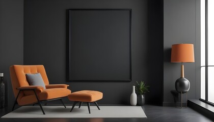 
Mockup poster frame on the wall of the living room. Luxurious apartment background with contemporary design. Modern interior design. 3D render