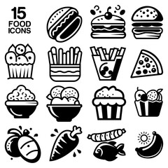 fast food icons set