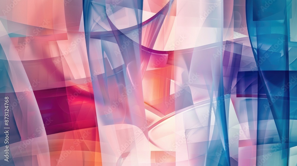 Poster a modern abstract background with overlapping transparent shapes in cool tones